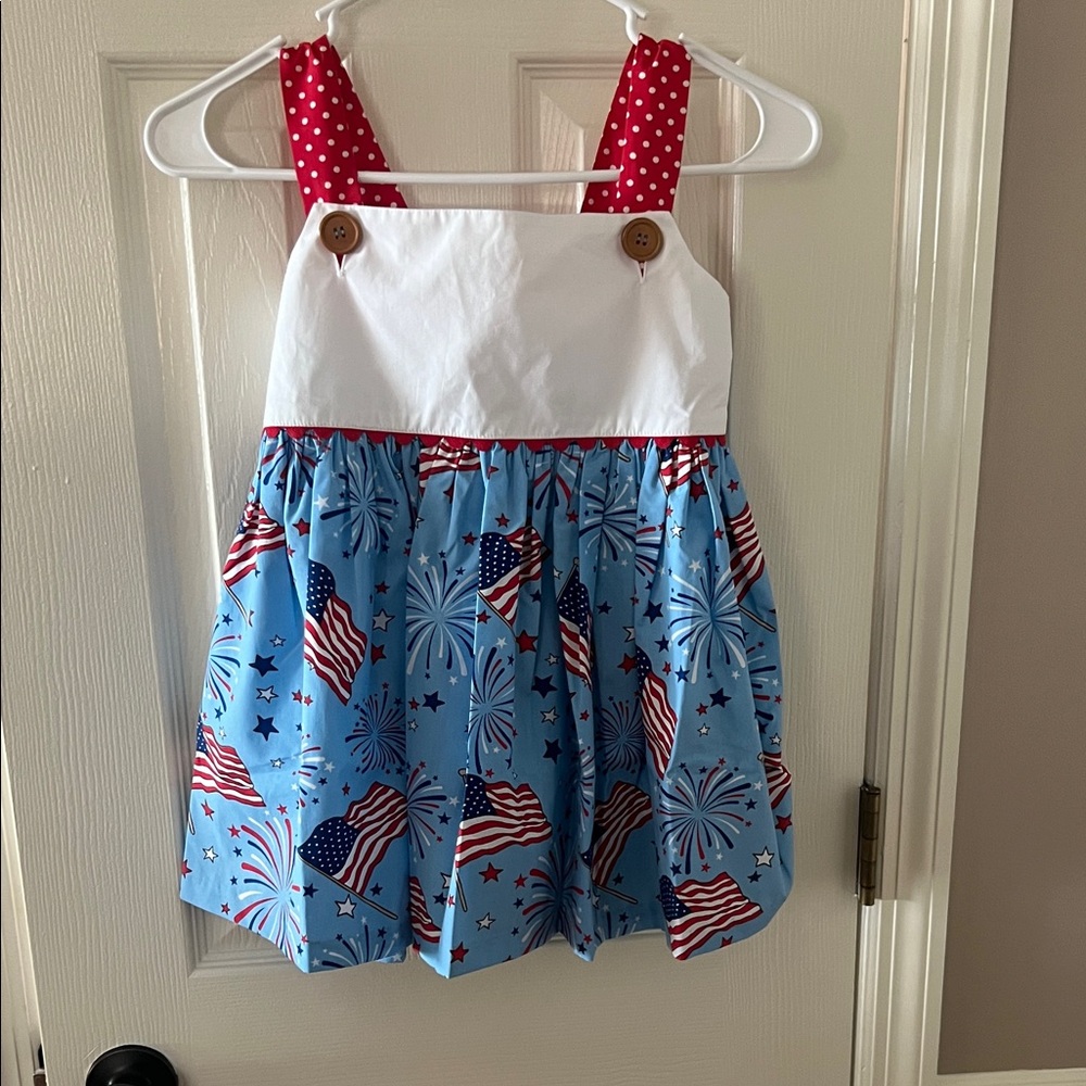 Eleanor Rose 10-12 girls clementine top NWOT Flag red white and blue 4th July